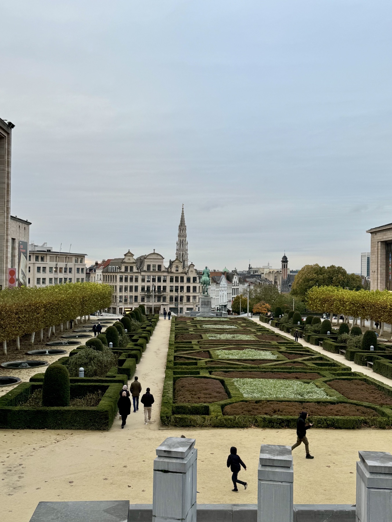 The formal gardens and city view from Mont des Arts in Brussels