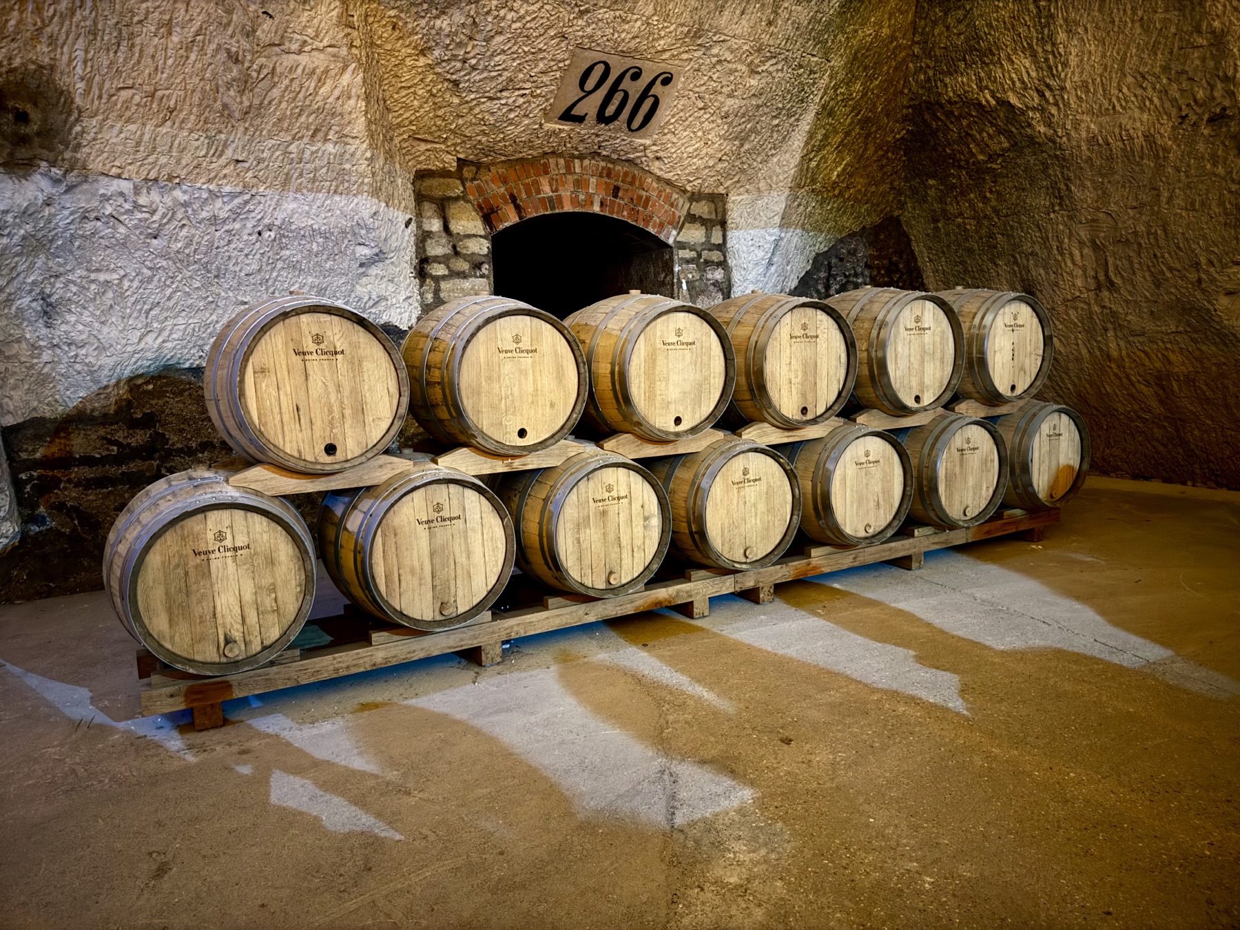 Veuve Clicquot barrels inside a historic chalk cellar