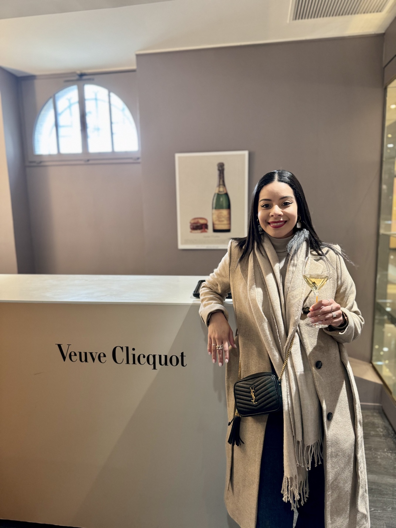 Eliza enjoying a glass during the Veuve Clicquot tasting