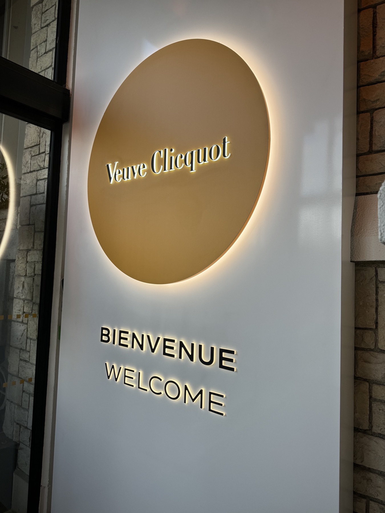 The illuminated Veuve Clicquot welcome sign in Reims