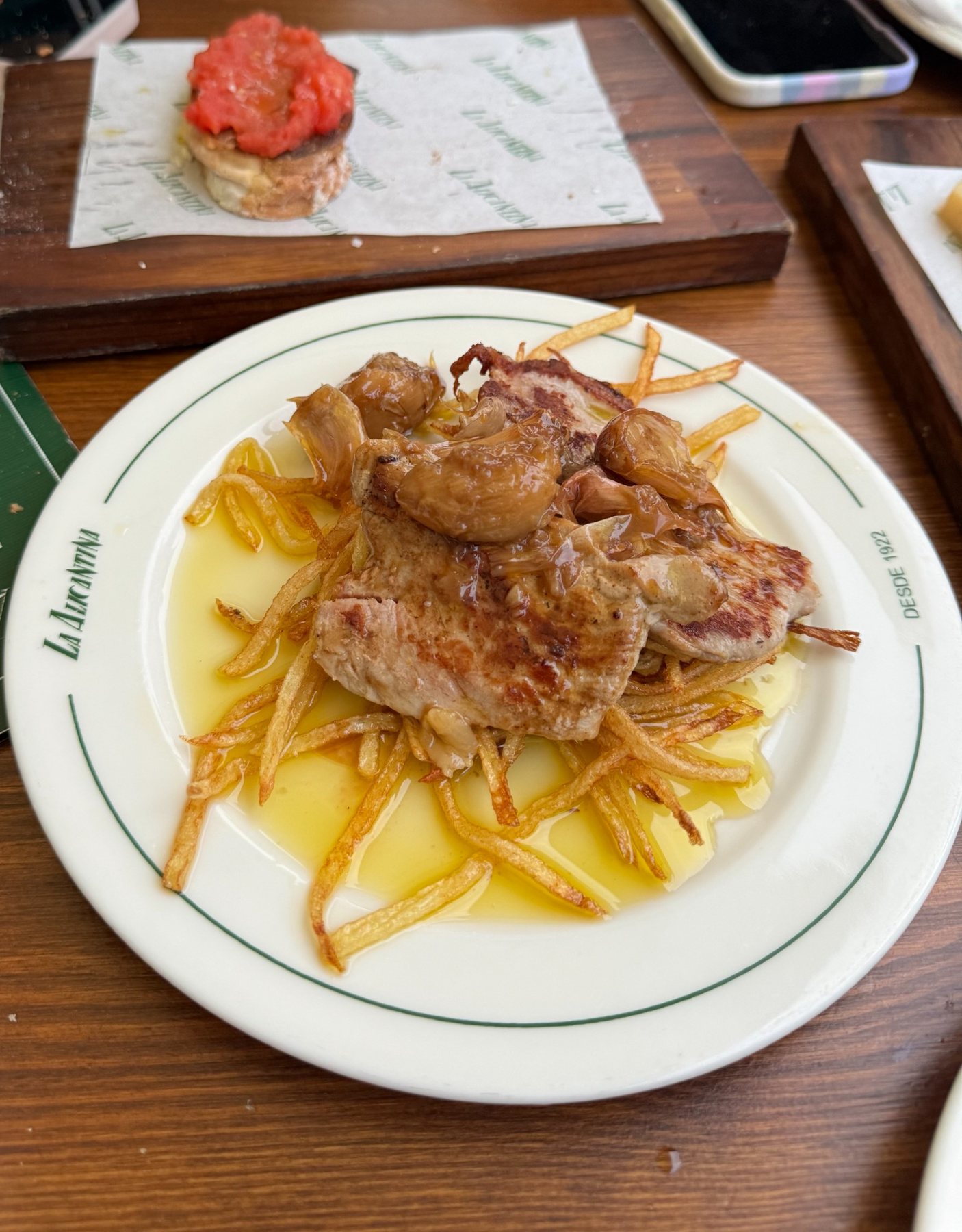 Spanish lunch with potatoes and roasted garlic