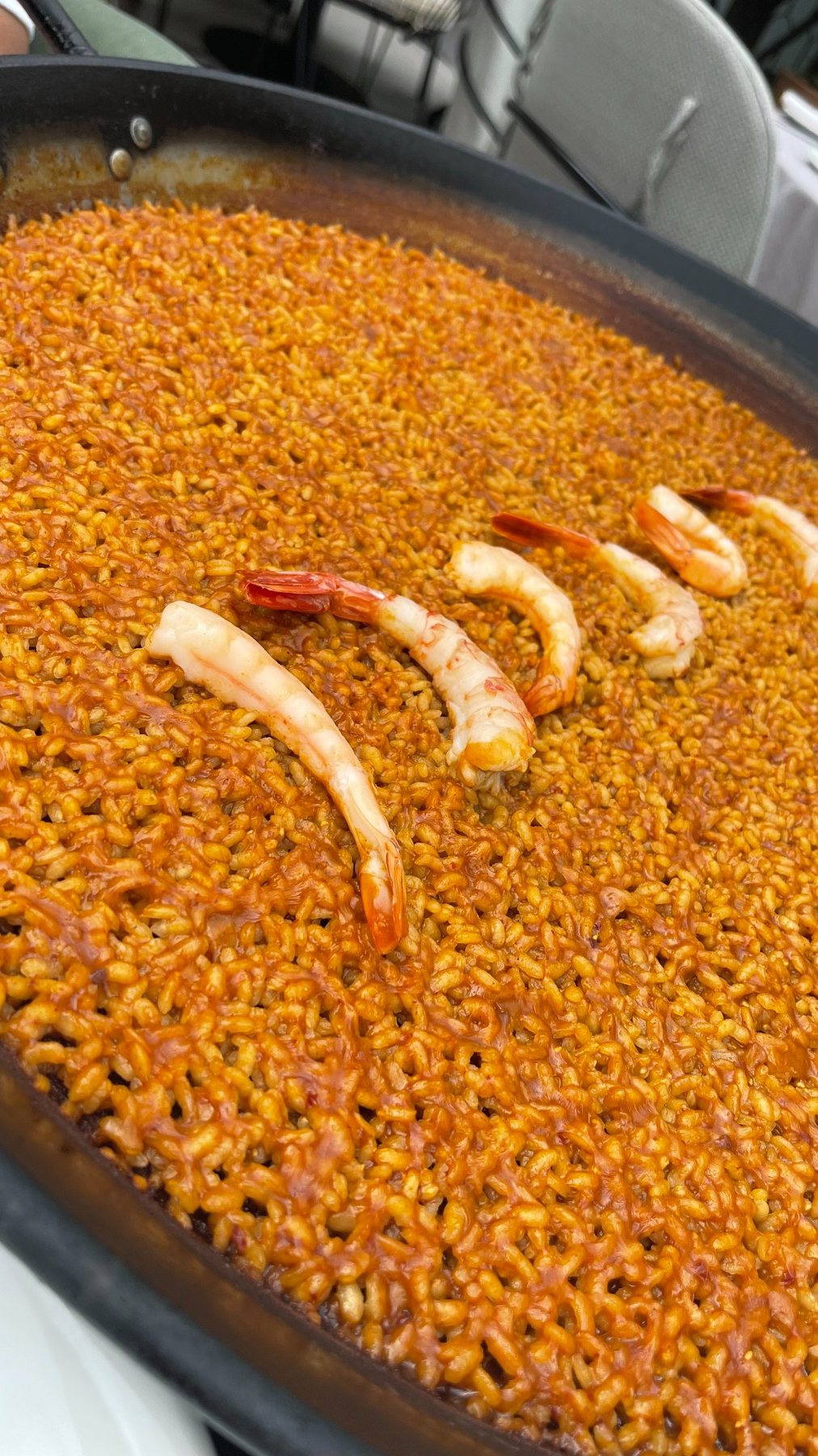 Spanish paella with prawns