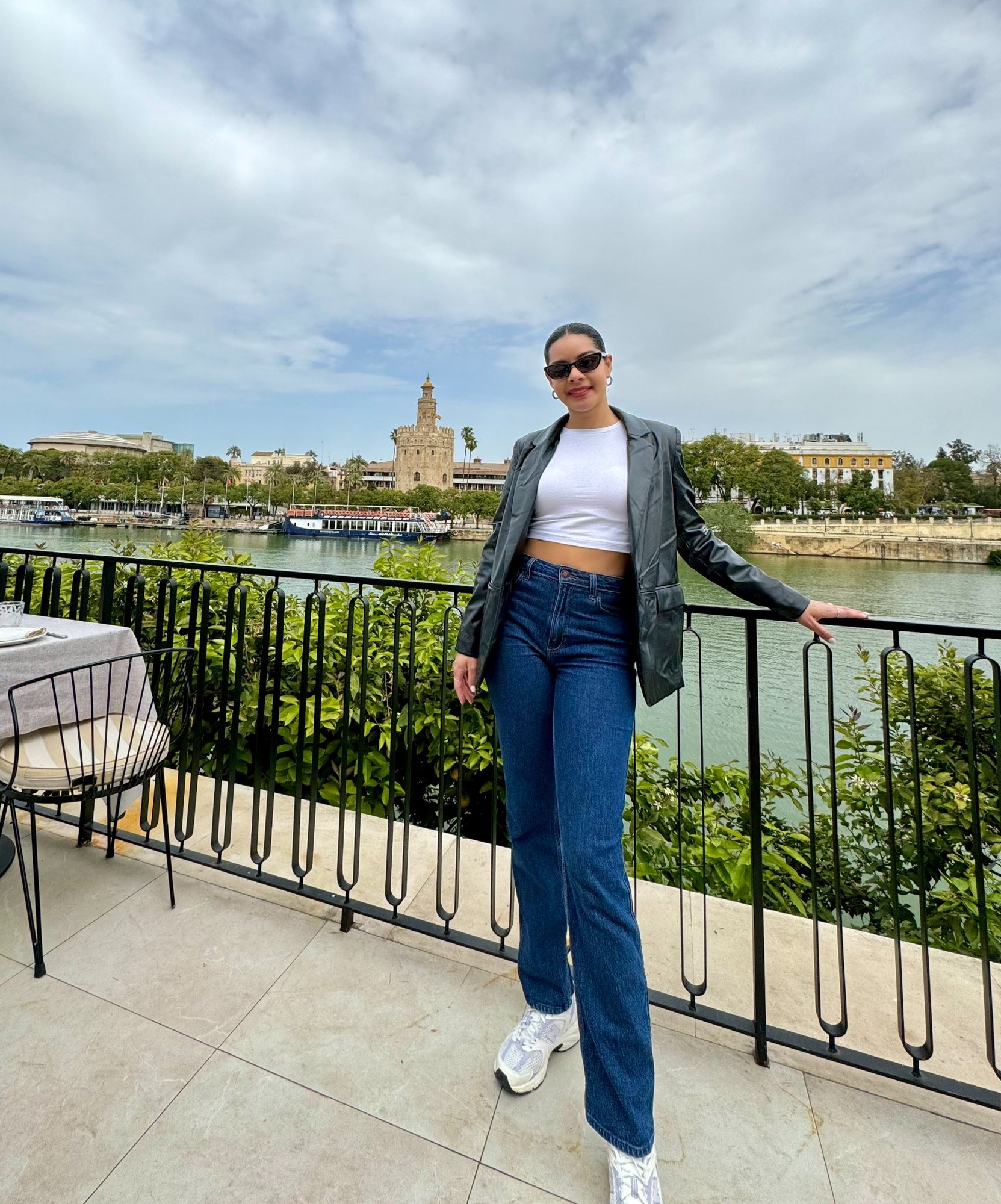 Eliza overlooking the river in Seville